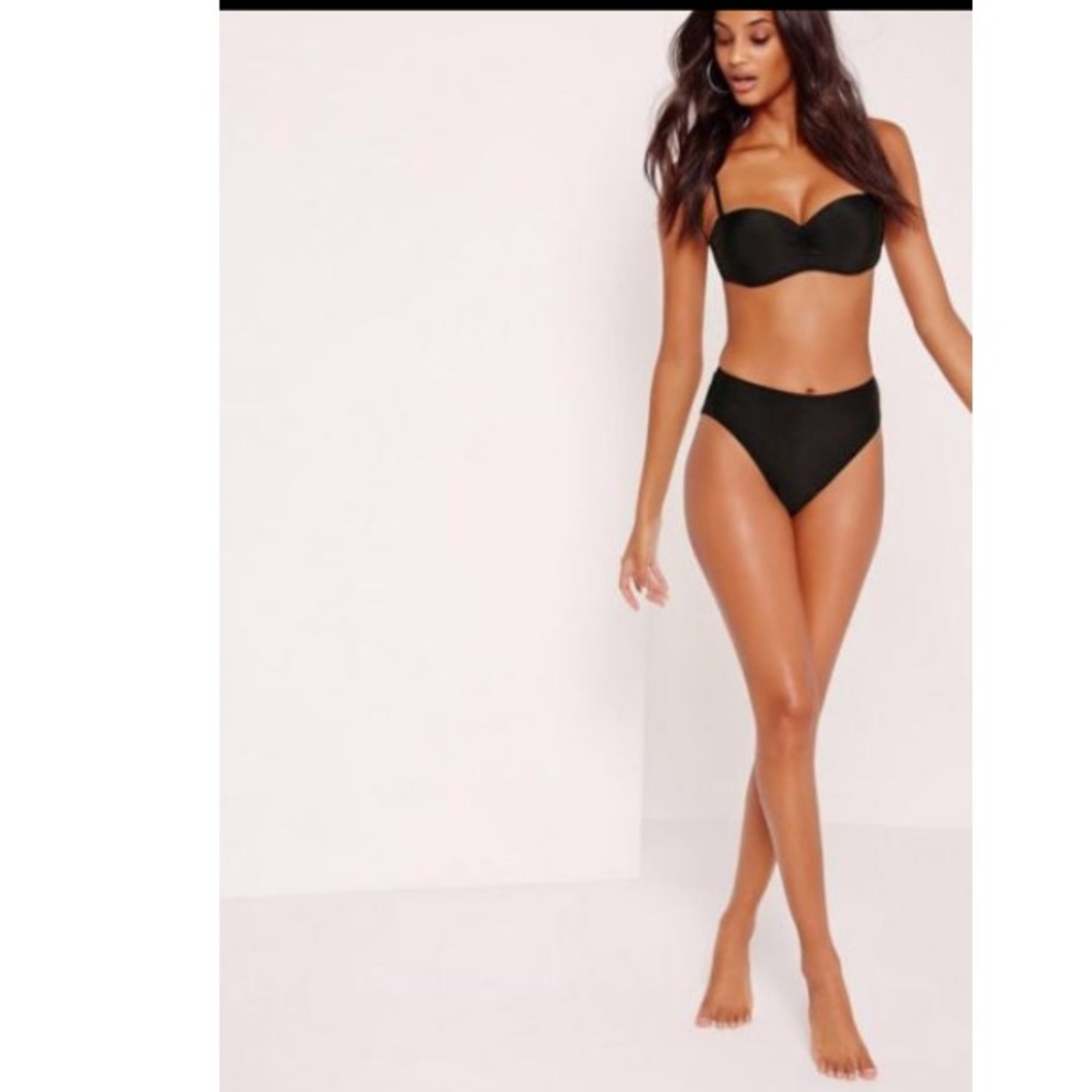 NEW Missguided Black High Leg Bikini Bottom.
